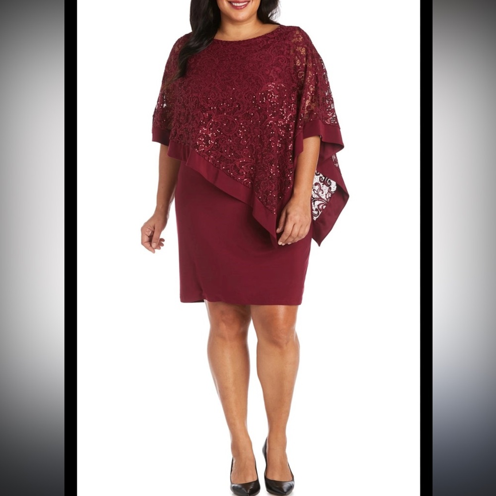 R&M Richards sequined caped sheath dress
